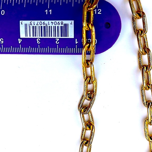 GOLD PAPER CLIP NECKLACE CHAIN 24”x 1/3” ETCH DESIGN LINKS MONET NEW VINTAGE - Picture 6 of 13